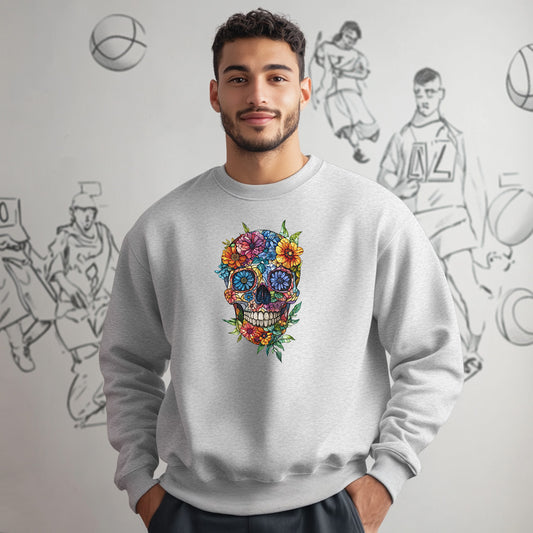 Floral skull unisex sweatshit.