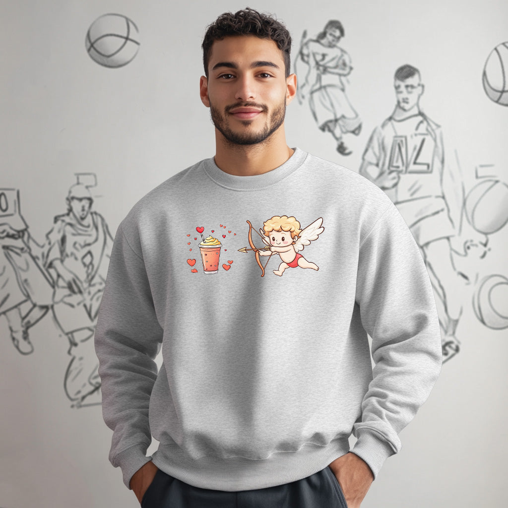 Amor jagt einen Frappuccino Unisex Sweatshirt