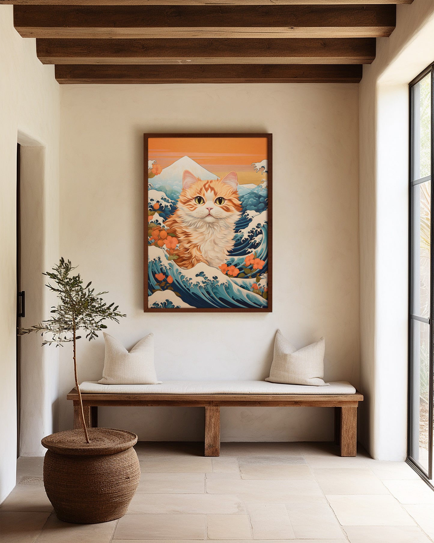 Hokusai Cat Wall Art print