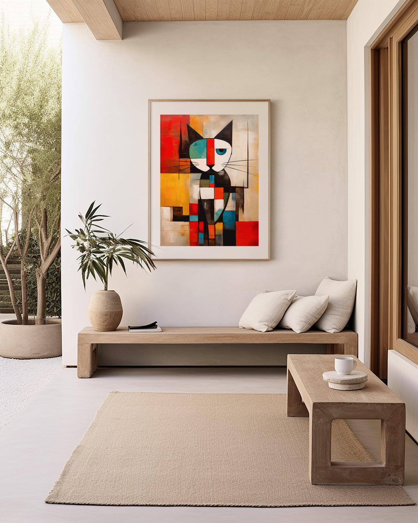 Mondrian Cat wall art