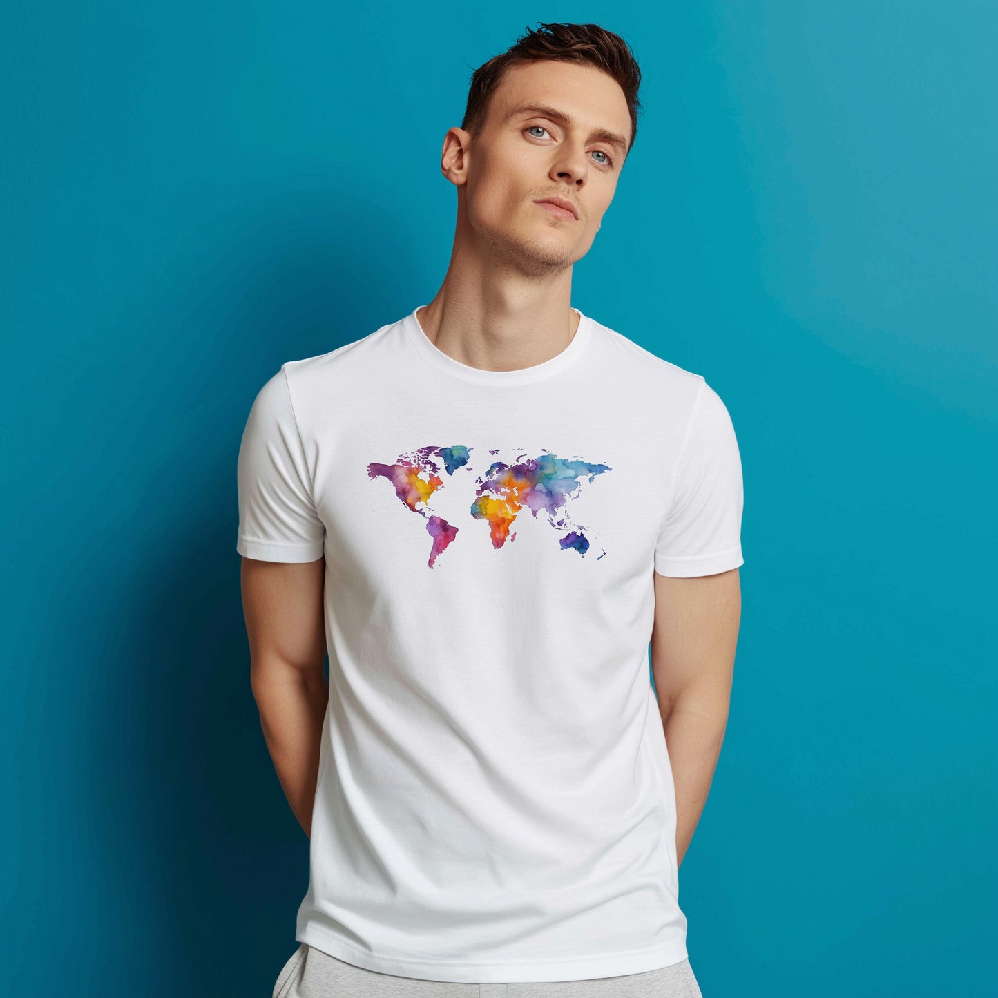 Watercolor World Map Unisex T-Shirt | Eco-Friendly apparel