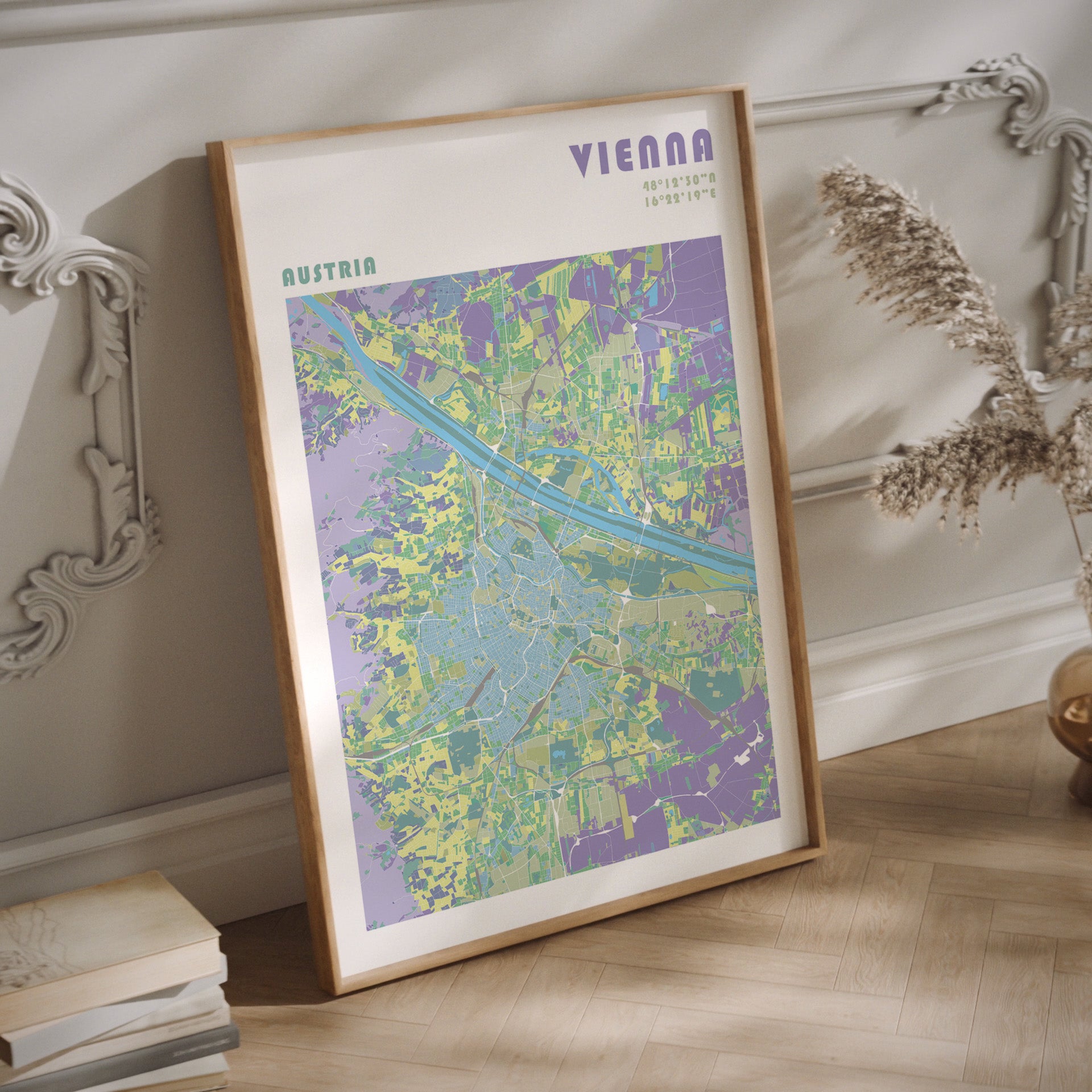 Vienna  print in a natural wood frame.