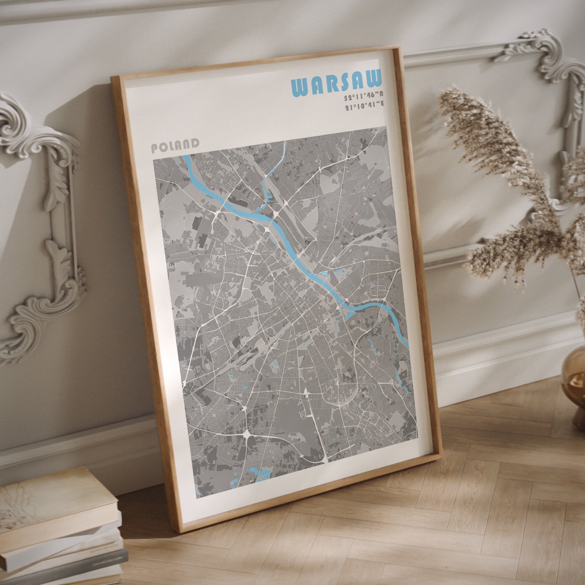 Warsaw city map print.