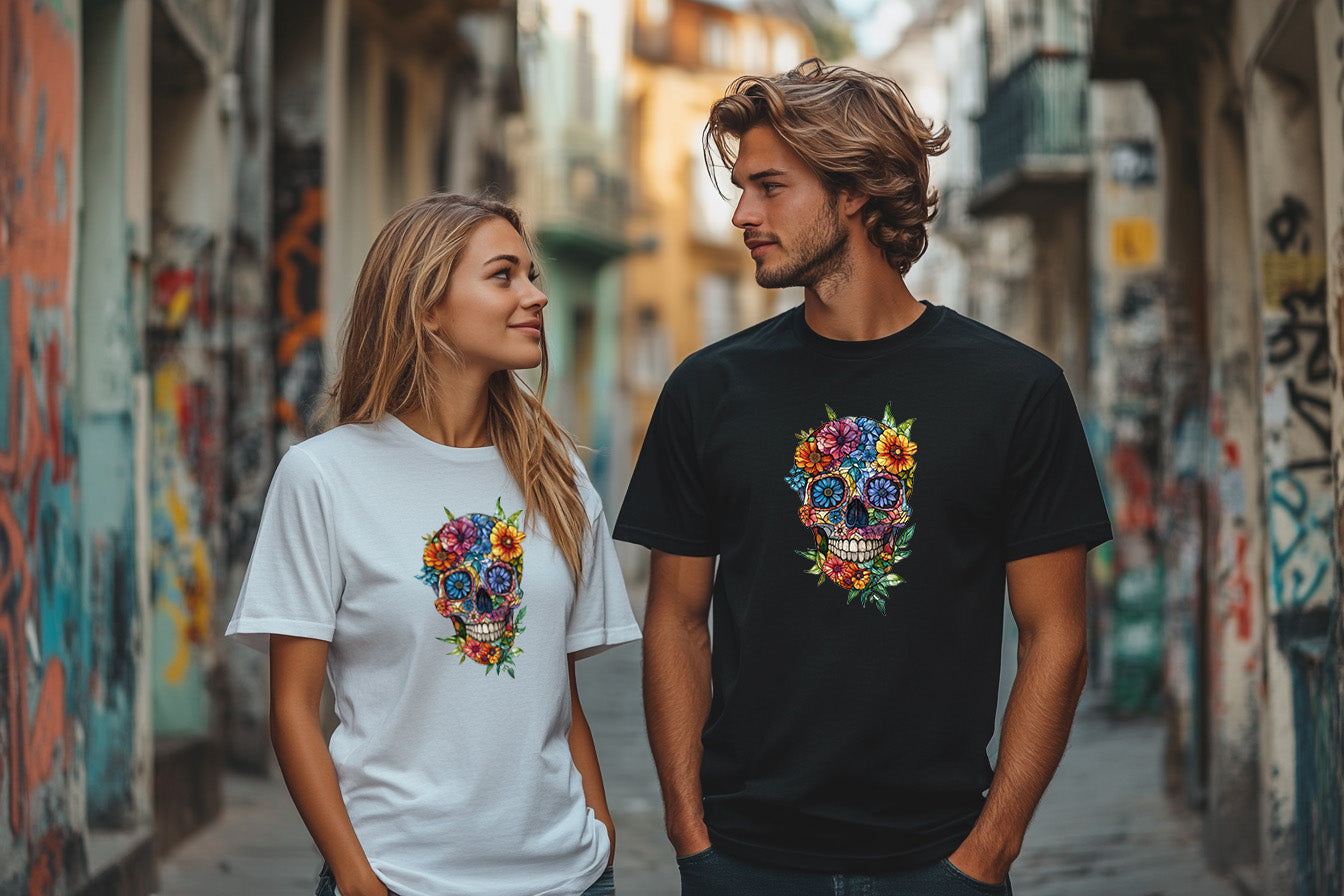 Vibrant Colorful Skull Unisex T-Shirt