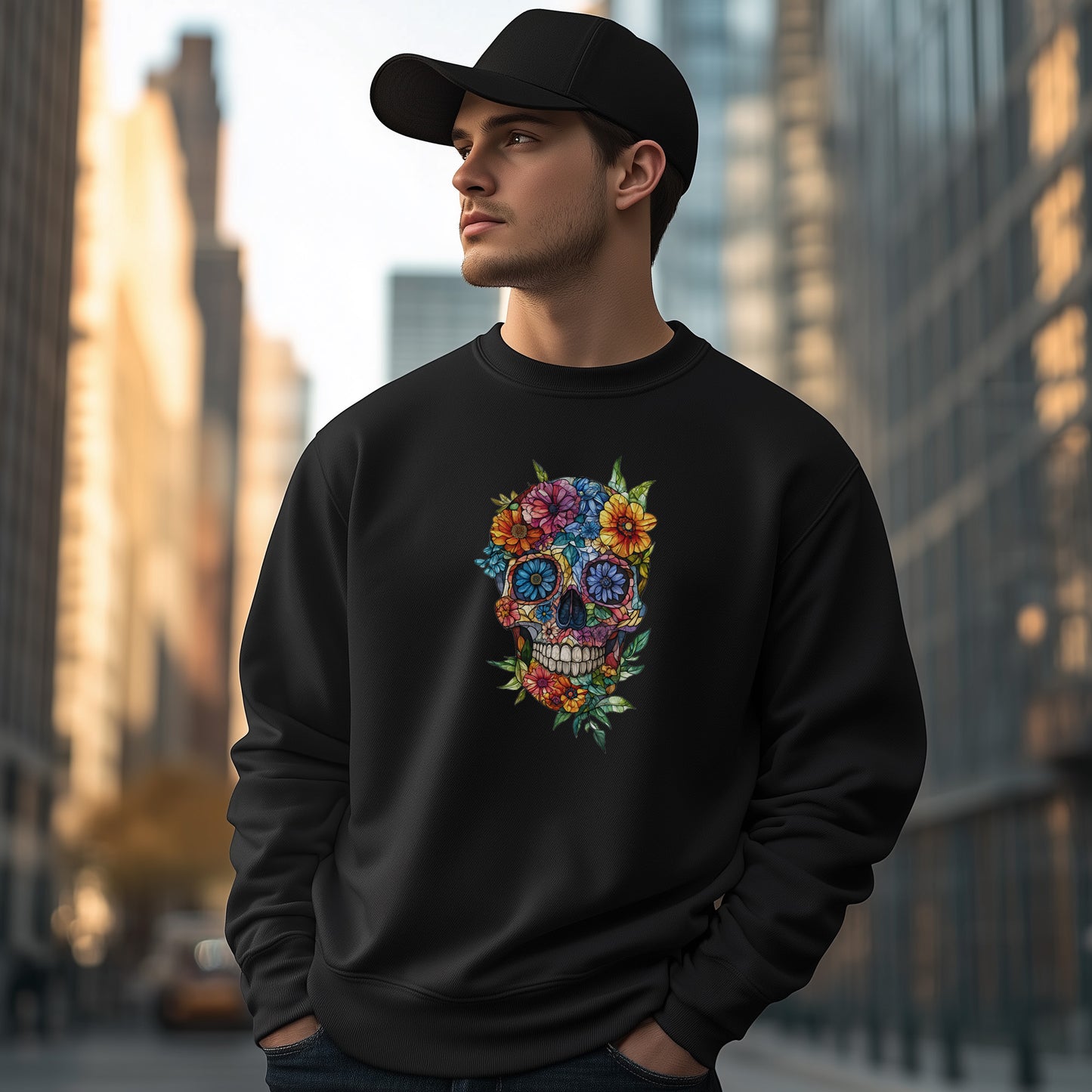 Floral skull unisex sweatshit.
