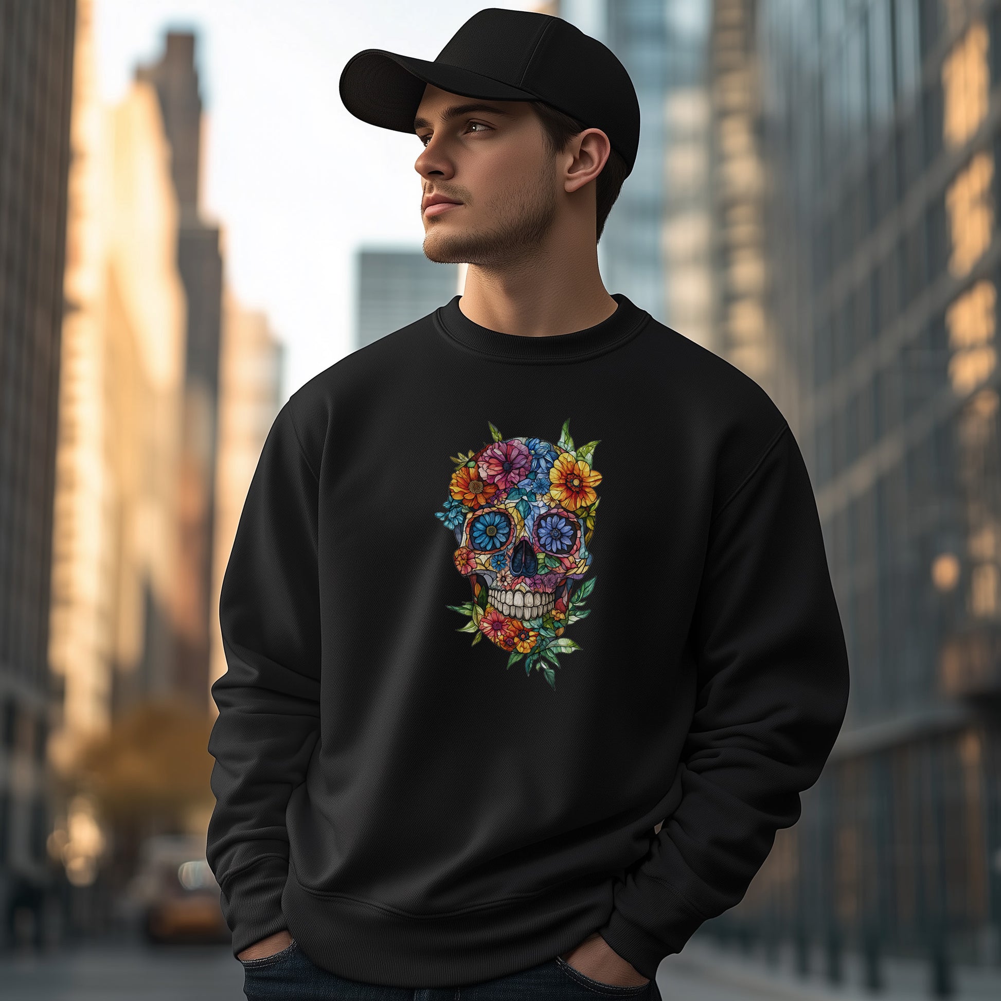 Floral skull unisex sweatshit.