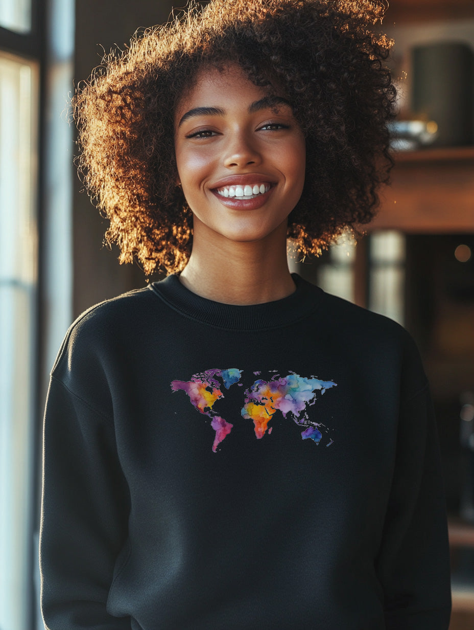 Watercolour World Map Sweatshirt