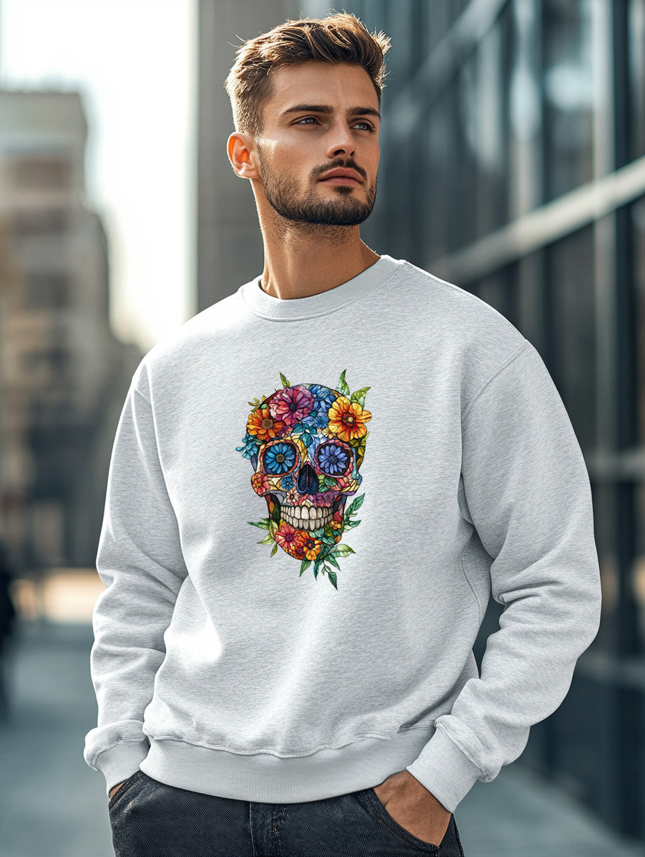 Floral skull unisex sweatshit.