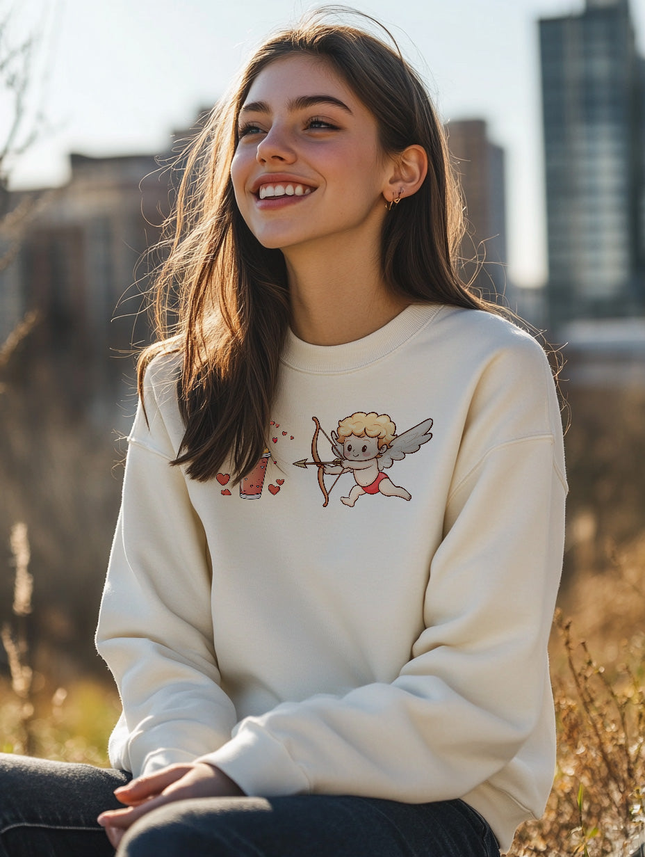 Amor jagt einen Frappuccino Unisex Sweatshirt