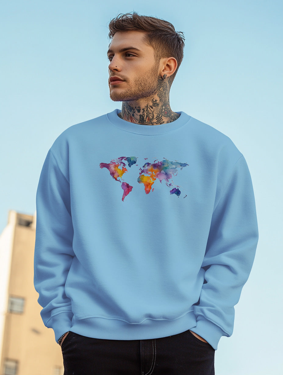 Watercolour World Map Sweatshirt