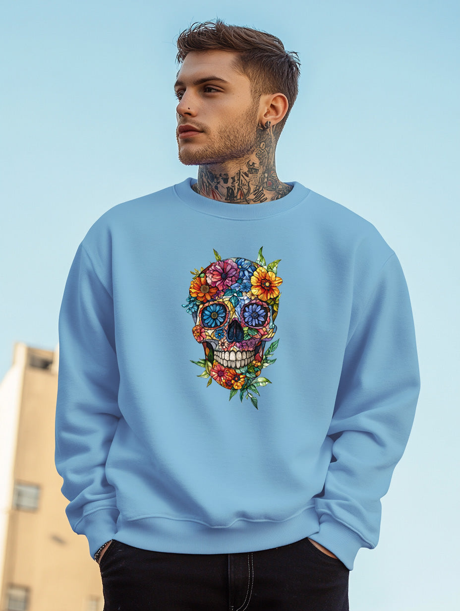 Floral skull unisex sweatshit.