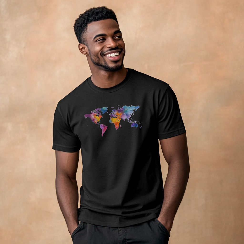 Watercolor World Map Unisex T-Shirt | Eco-Friendly apparel