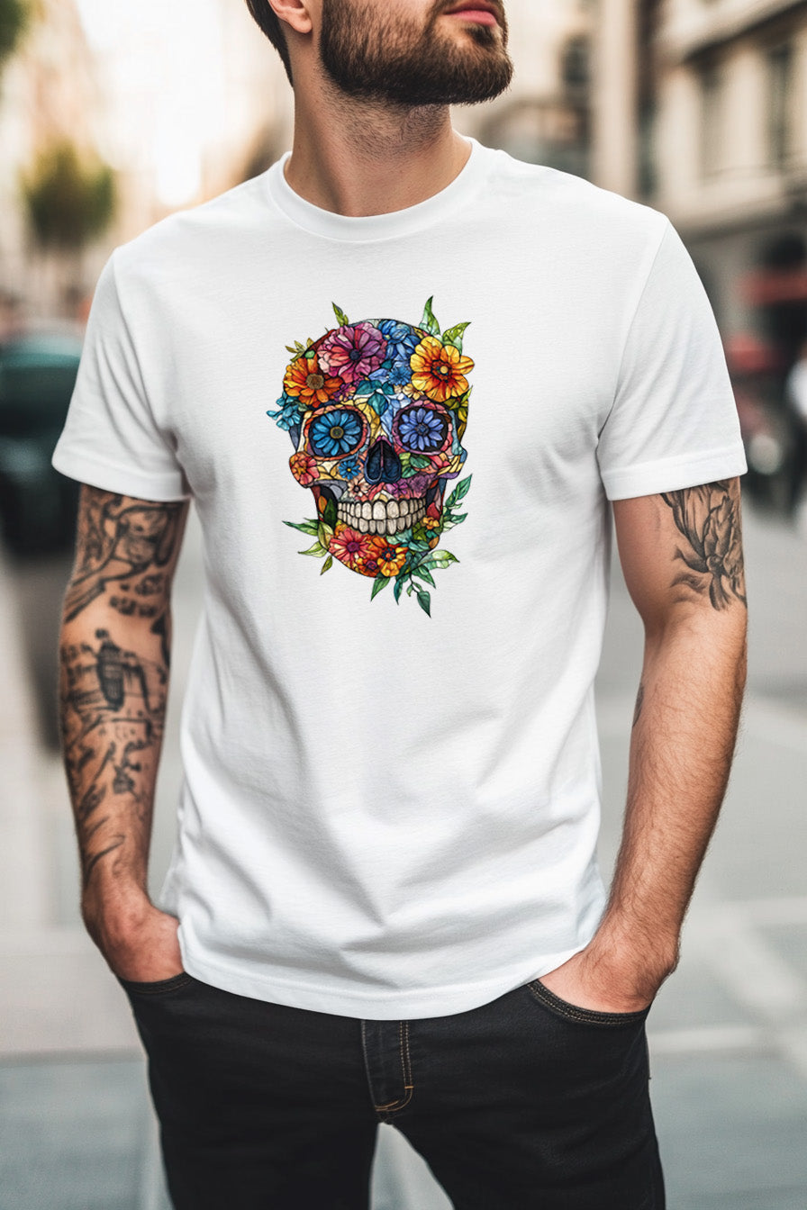 Vibrant Colorful Skull Unisex T-Shirt