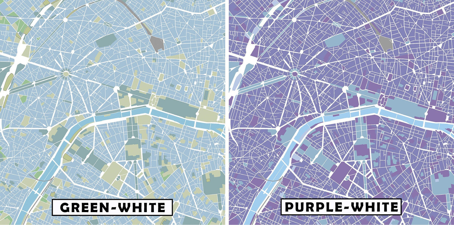 Paris city map print | France travel poster | Paris wall art