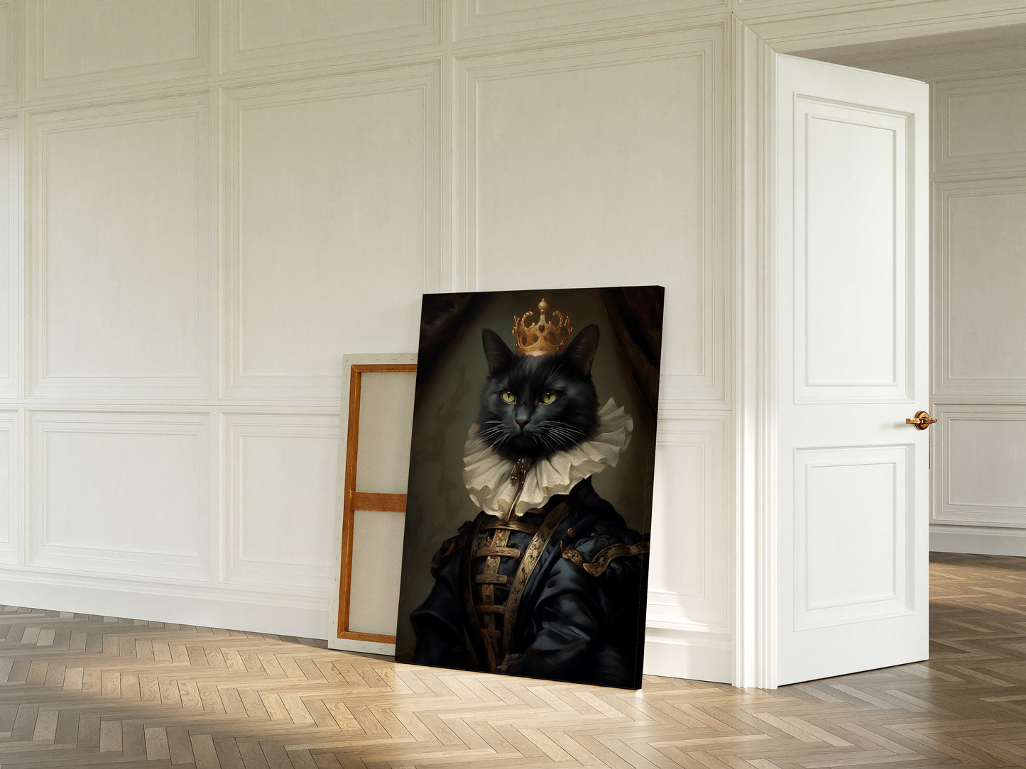 Black cat king large canvas art.