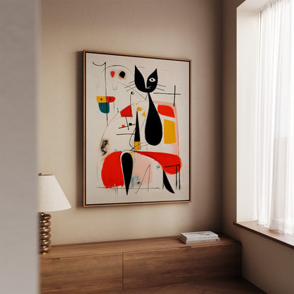 Décoration murale Miro femme avec chat