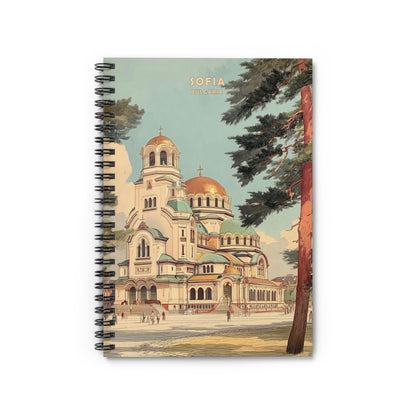 Notebook with a cathedral illustration on the cover