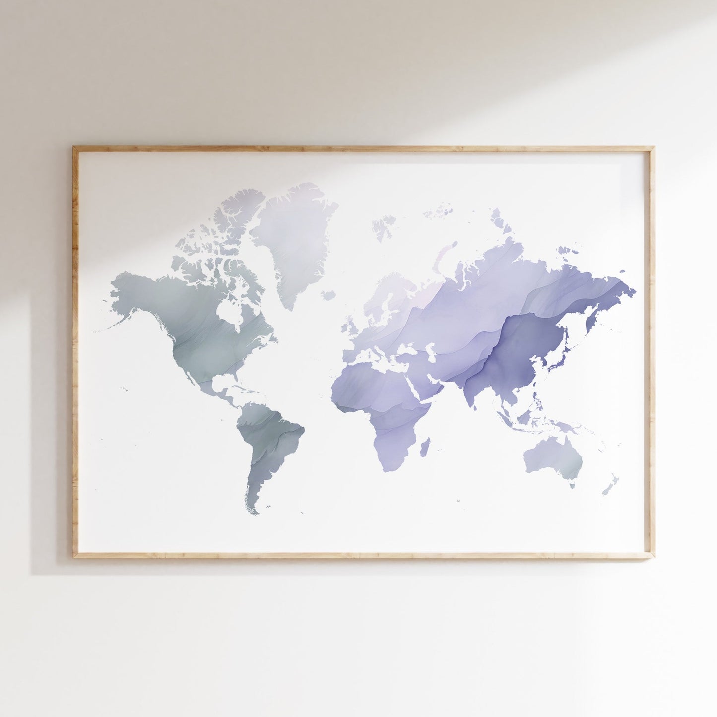 Watercolor world map print.