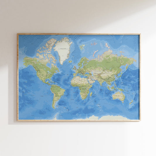 World map of countries wall art