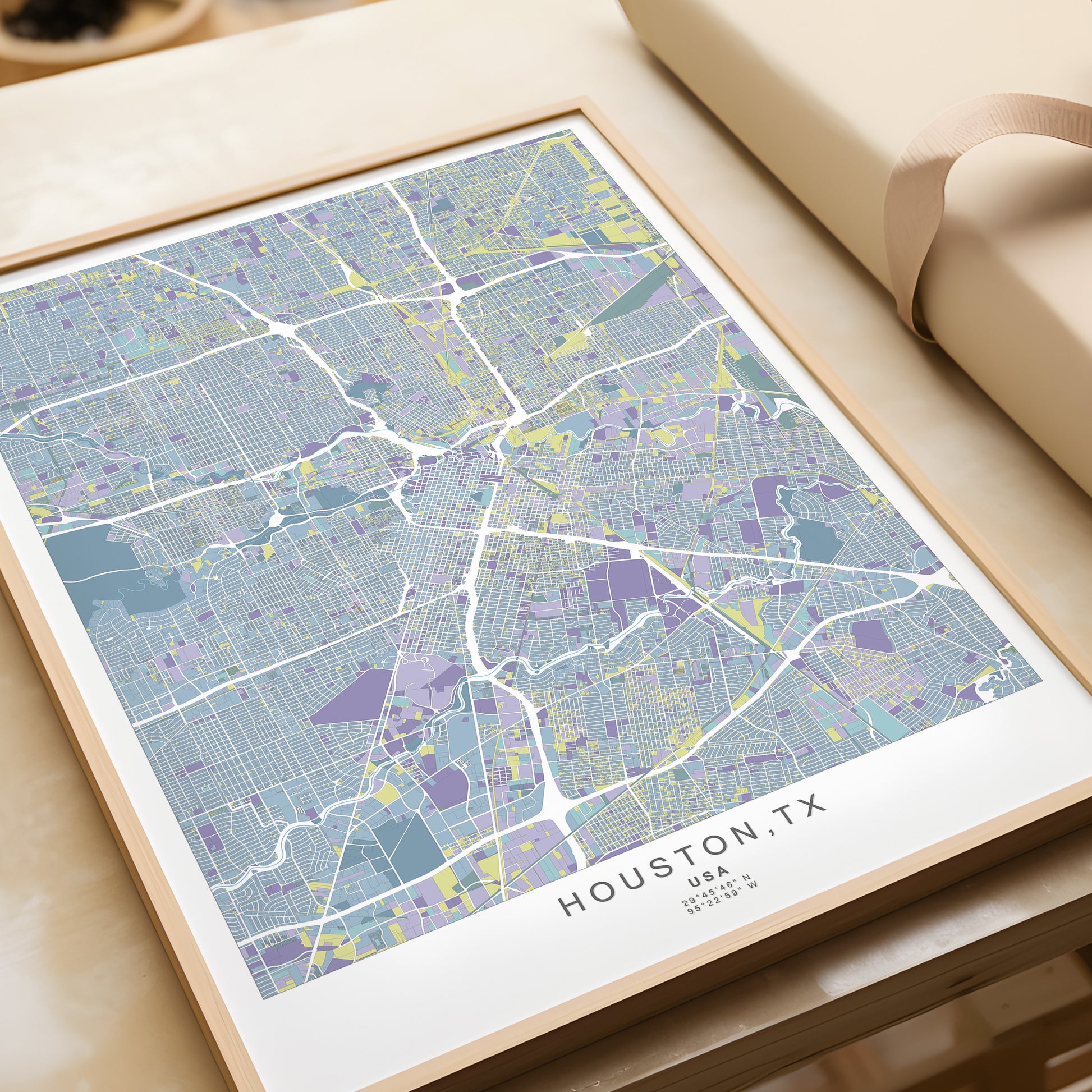 Houston print | Texas wall art - The Hue Map