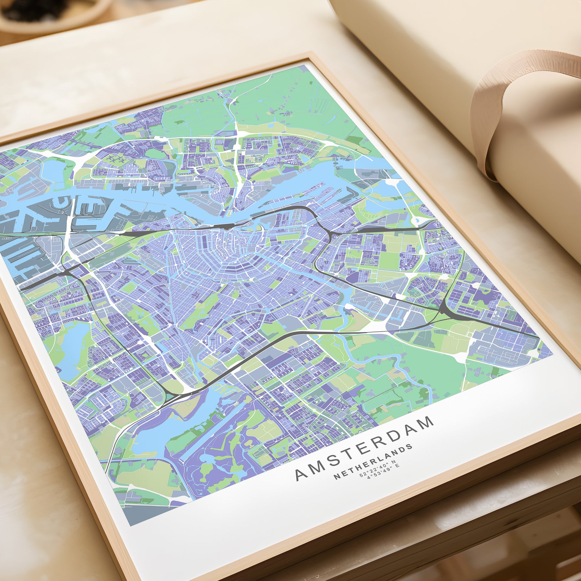 Amsterdam Map Print | Different sizes and colors - The Hue Map