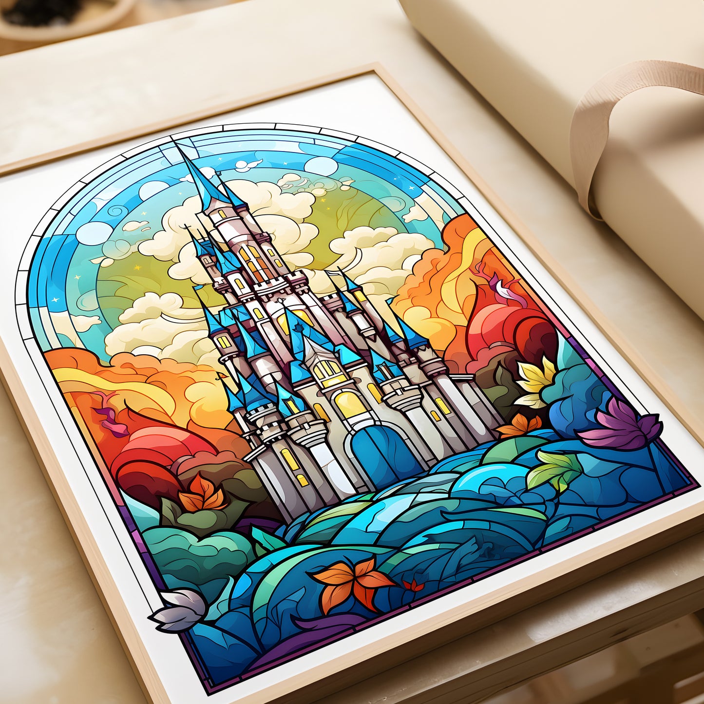 Stained glass Disney Castle print | Different sizes and canvas - The Hue Map