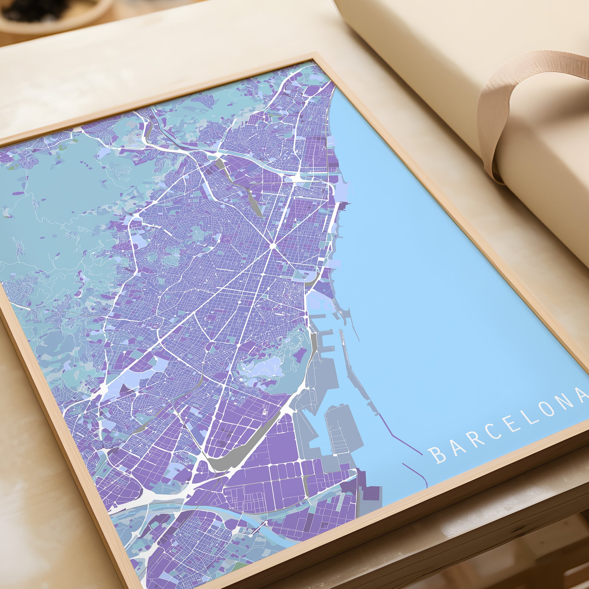 Barcelona city print | Different sizes and canvas - The Hue Map