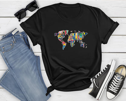 Unisex Retro World Map T-Shirt | Different sizes and colors