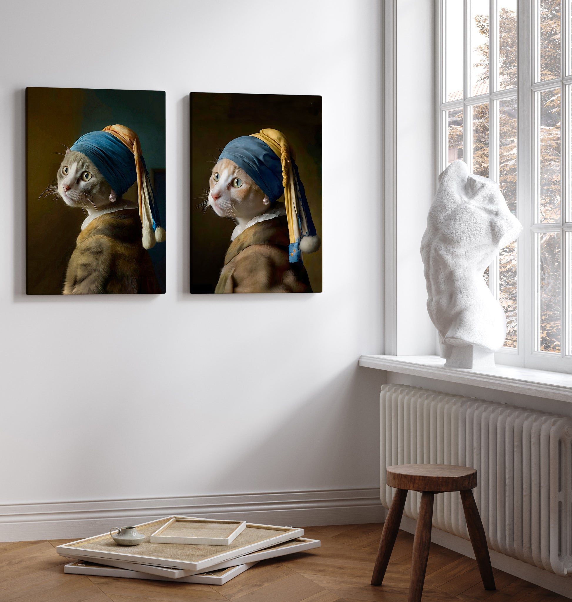 Portrait of Cat with Pearl Earring print | Johannes Vermeer - The Hue Map