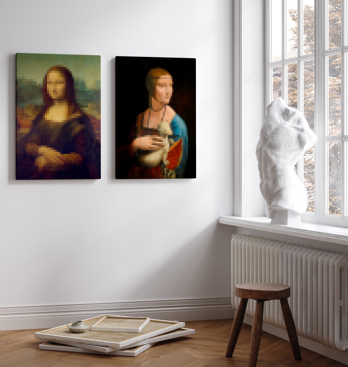 Mona Lisa pixel print | Different sizes and canvas - The Hue Map