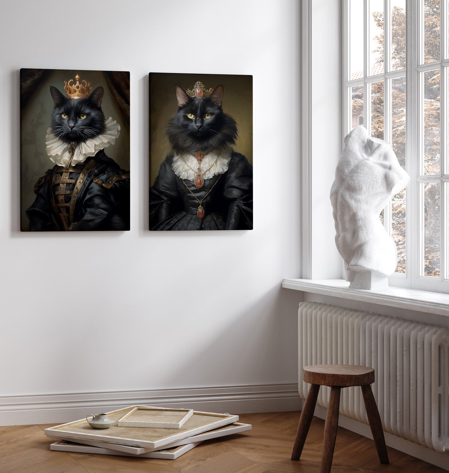 King and Queen Black Cat wall art | Different sizes and canvas - The Hue Map