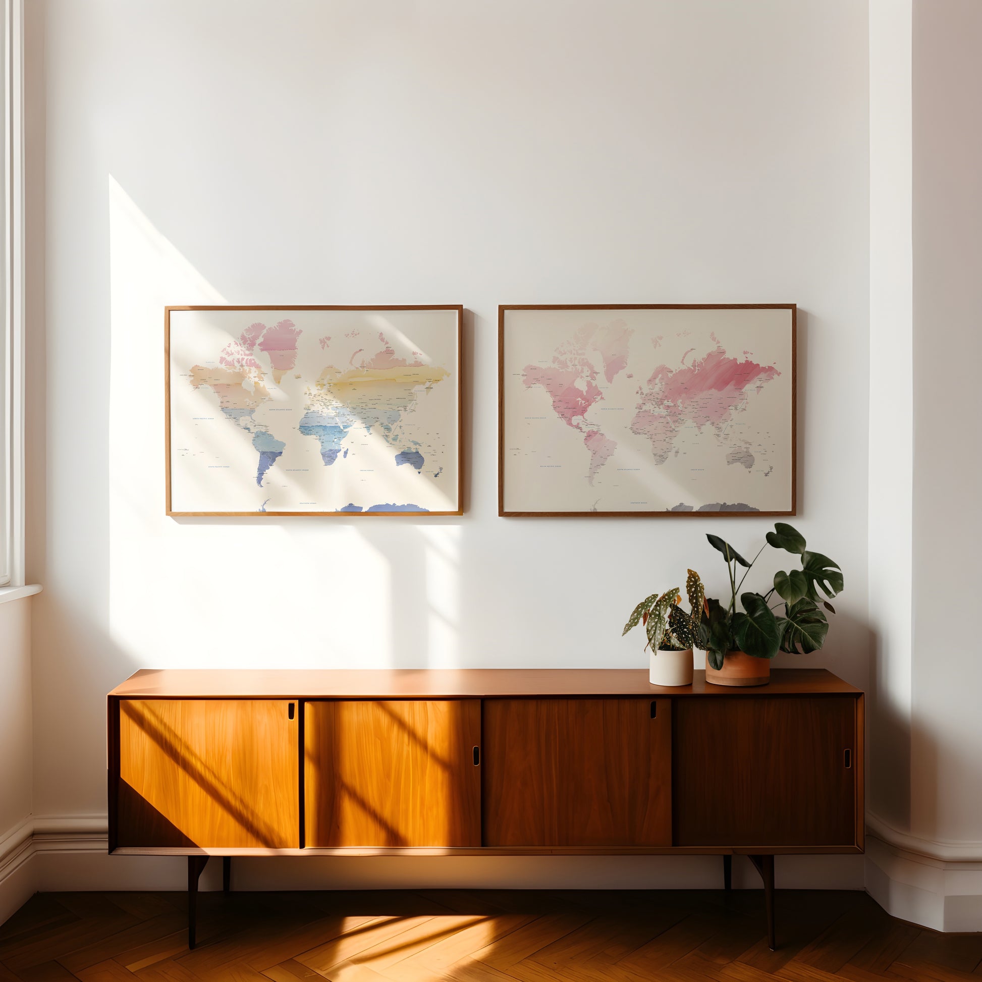 World Map print in watercolors | Different sizes and canvas - The Hue Map