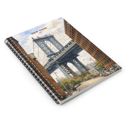 Notebook with a design of the Manhattan Bridge on the cover