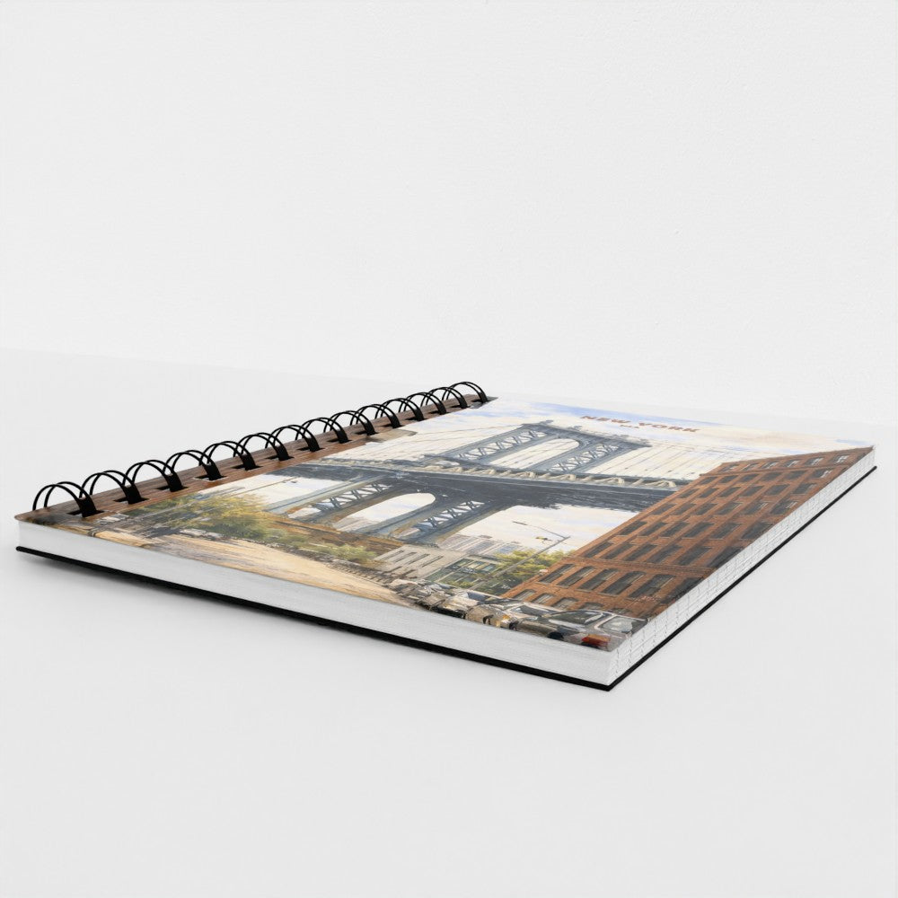 Notebook with a scenic cover on a white background