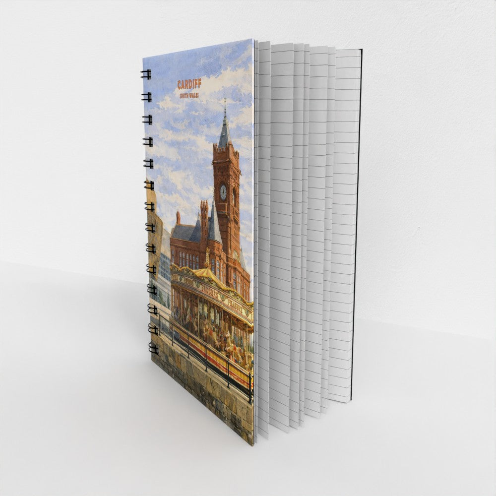 Notebook with a South Wales design on the cover, showing the front and side views.