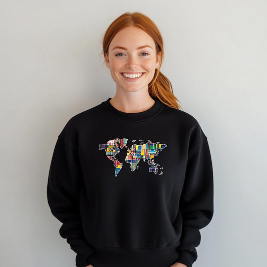 Unisex Retro World Map Sweatshirt | Different colors and sizes