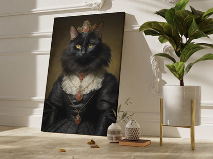 Black Cat Royalty canvas wall art.