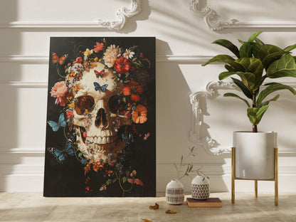 Floral Butterfly Skull Wall Art