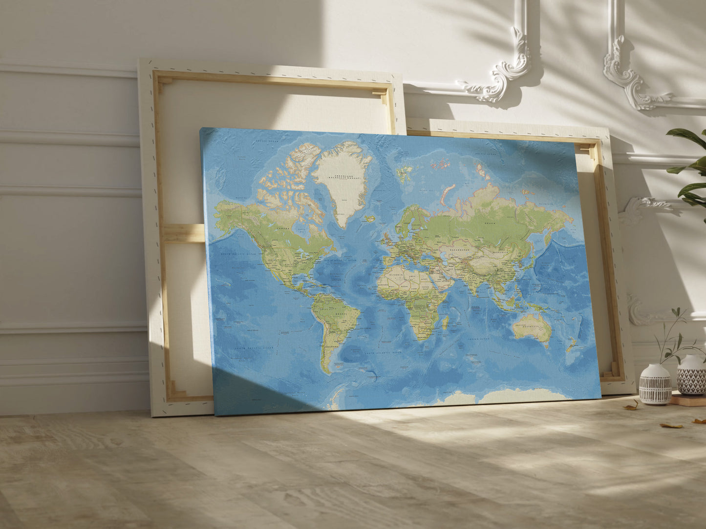 World map of countries canvas wall art