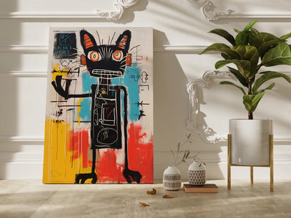 Jean-Michel Basquiat Cat wall art in different sizes and frame options or canvas