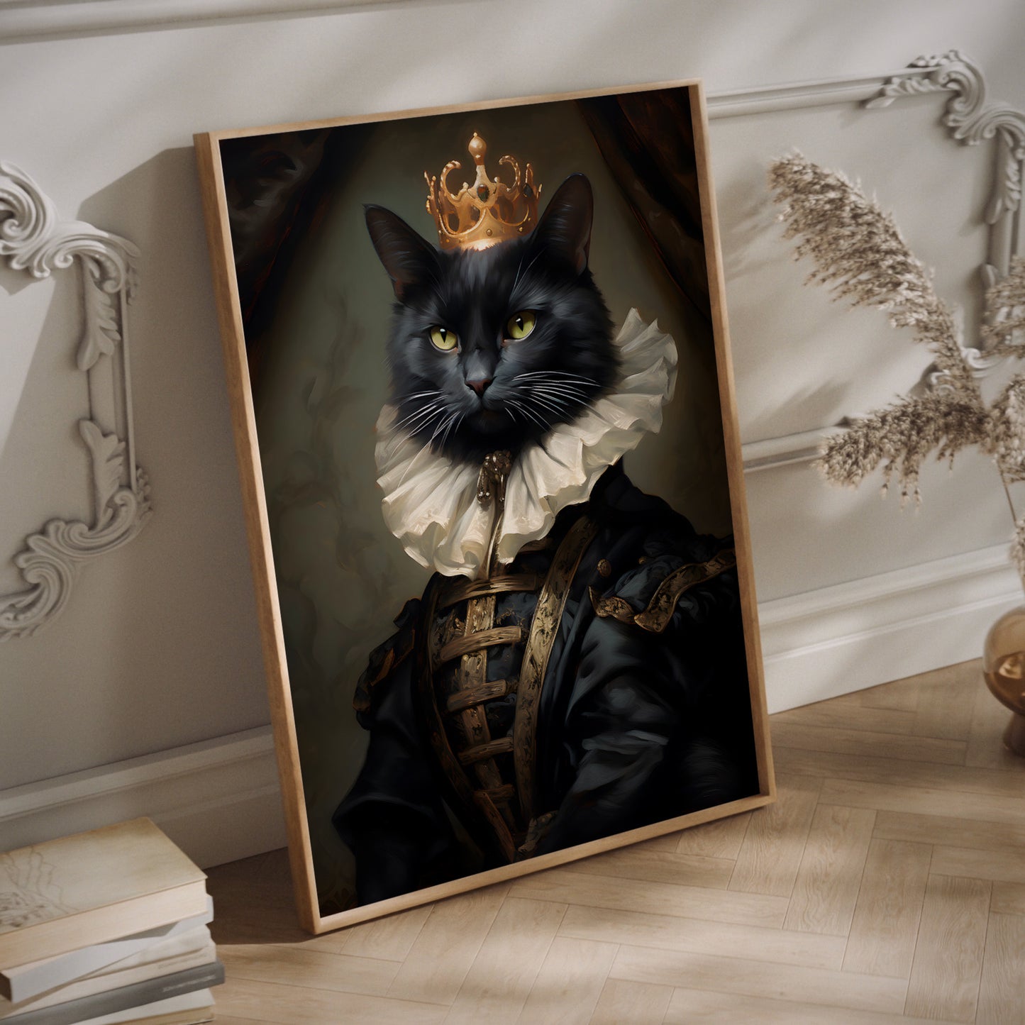 Black cat King wall art.