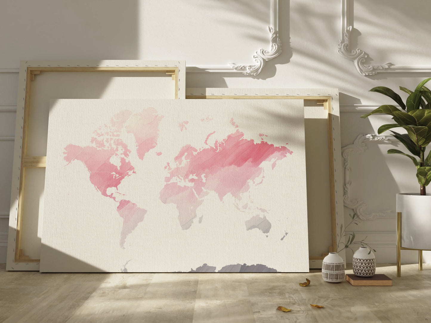 World Map print in watercolors | Different sizes and canvas - The Hue Map