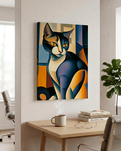 Cubist Cat Portrait Wall Art | Modern Fine Art Print
