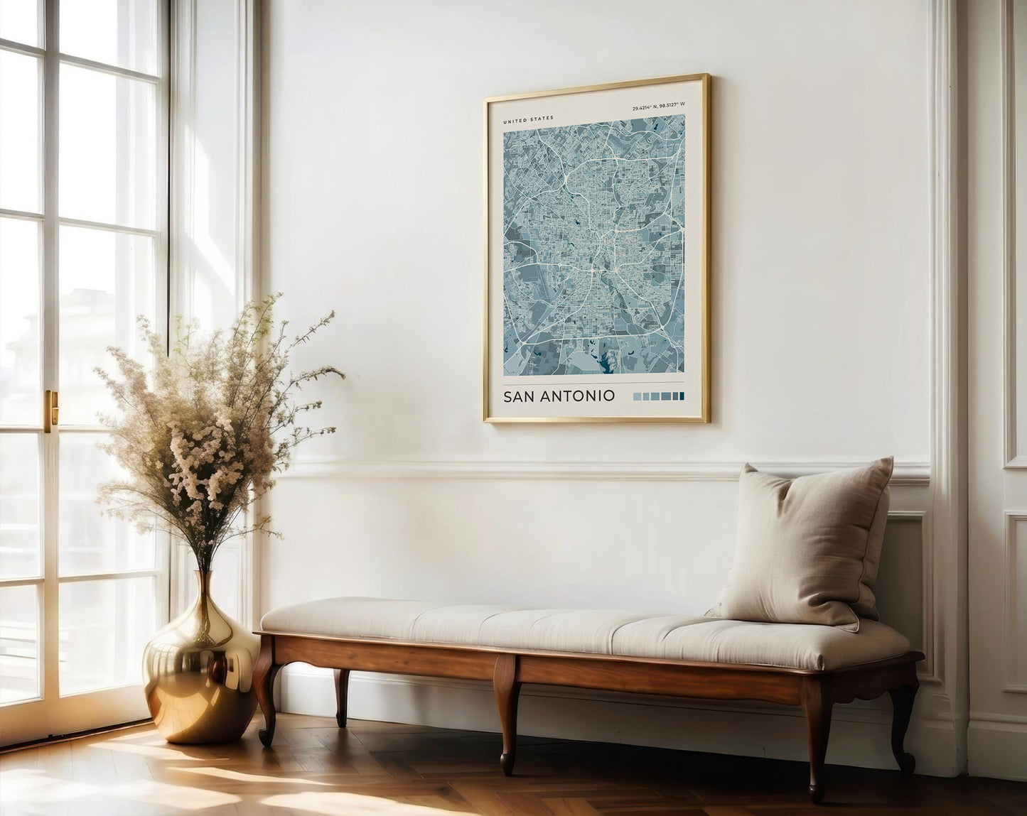 San Antonio Map Print | Blue Texas City Map Wall Art
