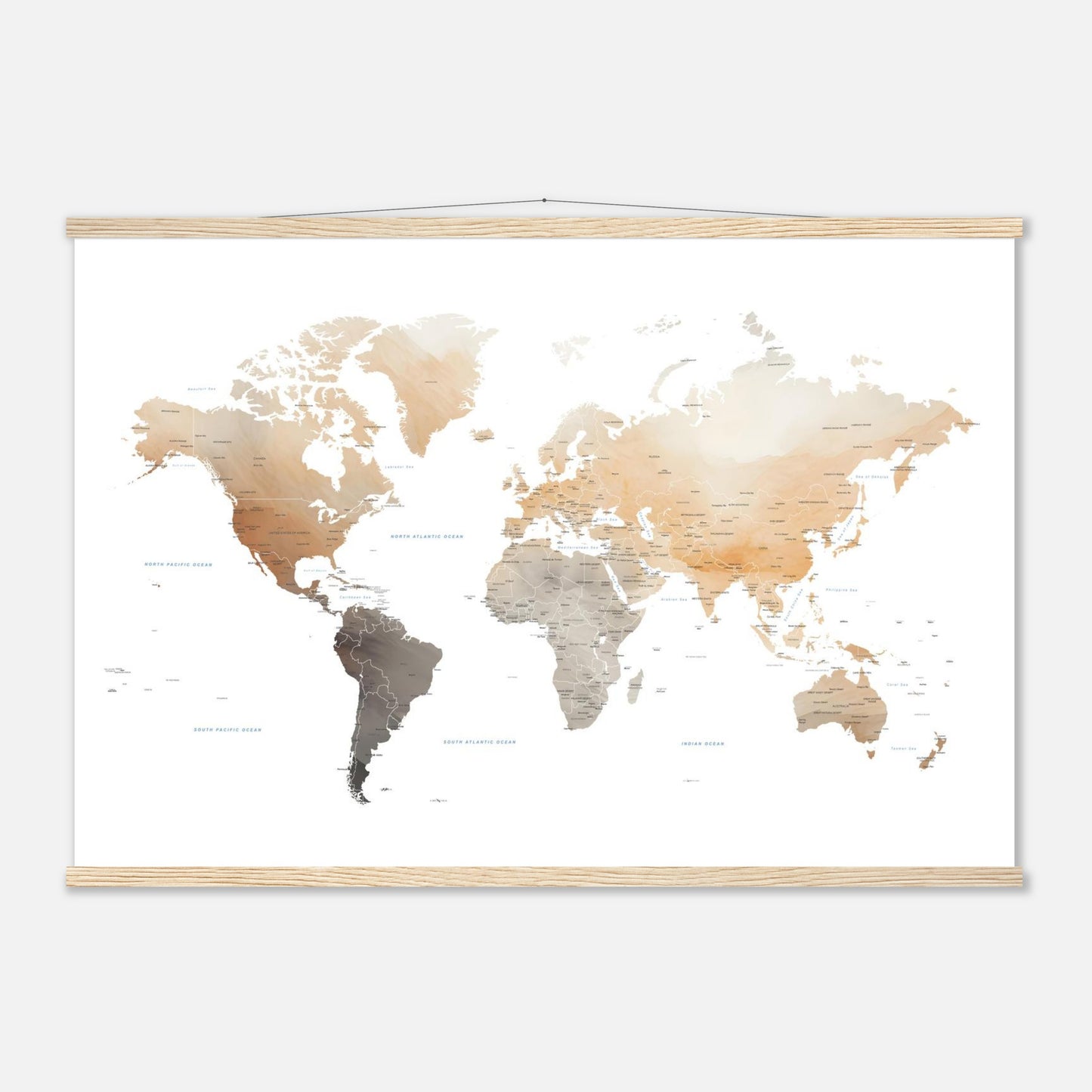 Carte du monde à l'aquarelle | Différentes tailles, cadres et toiles