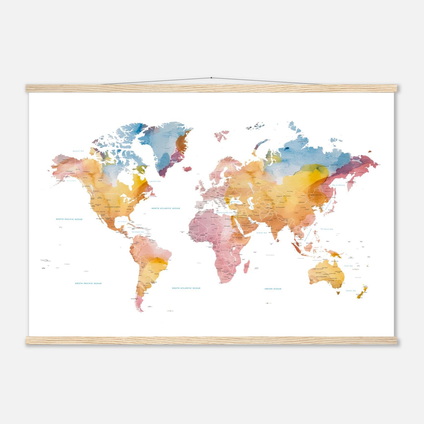 Impression de carte du monde dans les tons de terre | Art mural minimaliste de la carte du monde | Art de la carte du monde de voyage