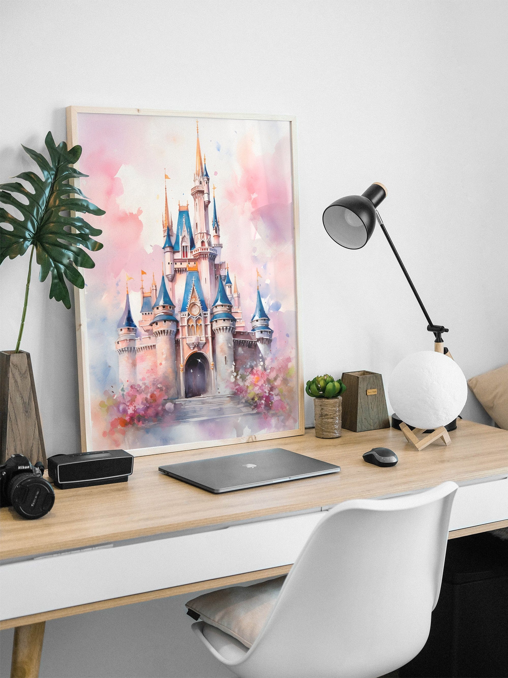 Watercolor Disney Castle print | Disney wall art – The Hue Map