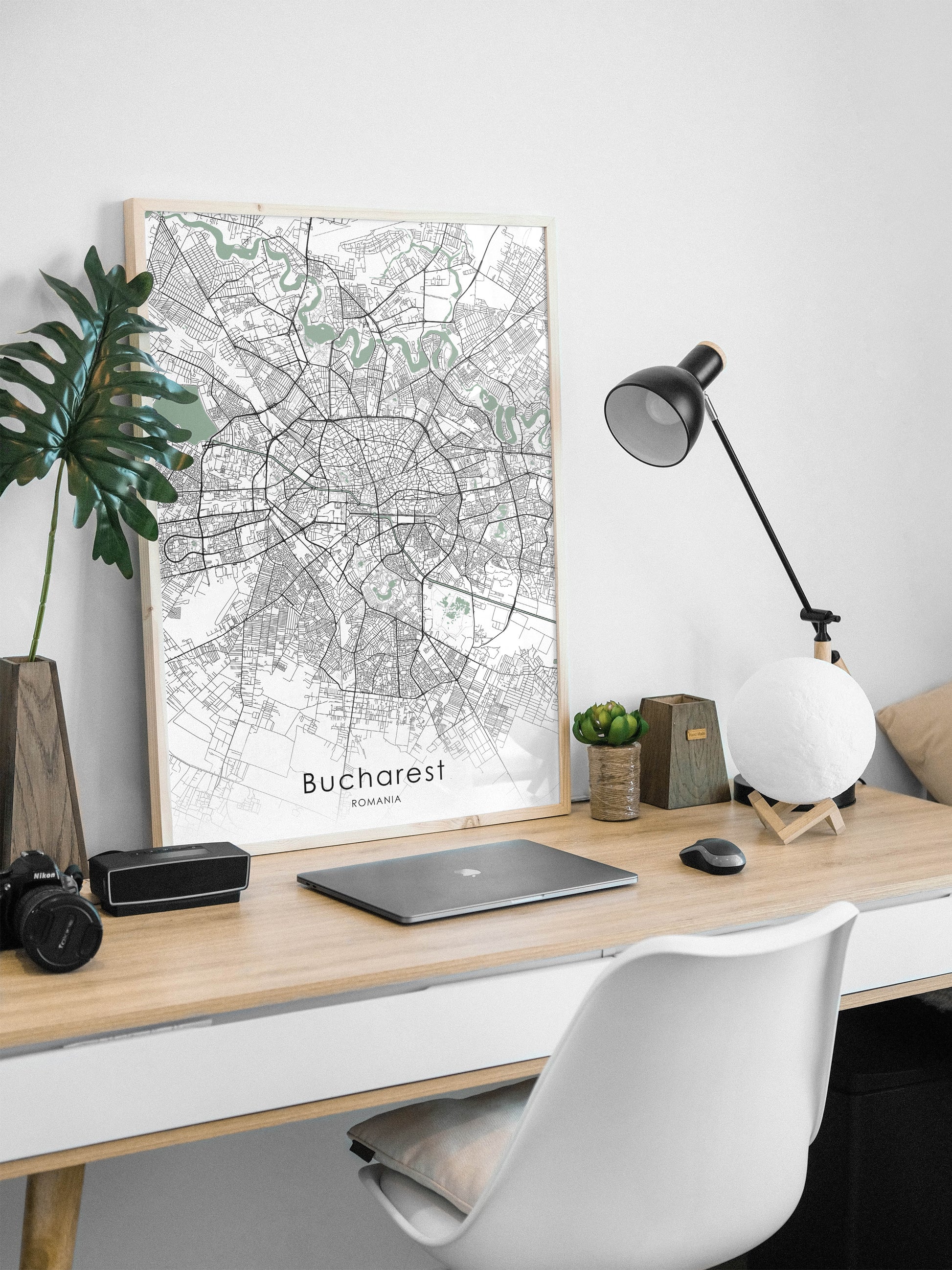 Bucharest Map print | Different colors and canvas - The Hue Map