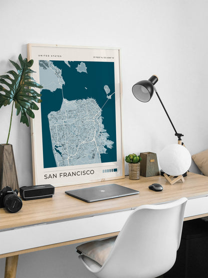 San Francisco Map Print | Blue City Map Wall Art