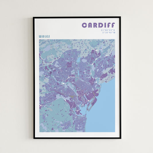 Cardiff travel map poster.